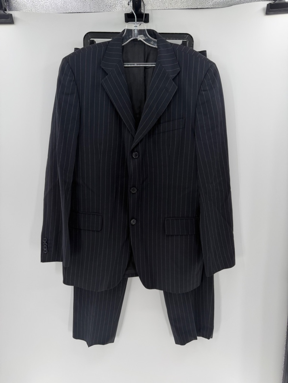 Dolce & Gabbana Basic Men's 100% Wool Pinstripe Suit - Navy/White - 52